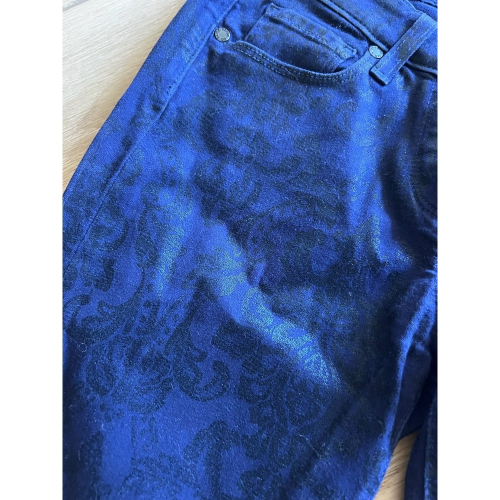 PAIGE Verdugo Ultra Skinny Jeans Navy Blue Paisley Pattern Womens - Picture 3 of 5